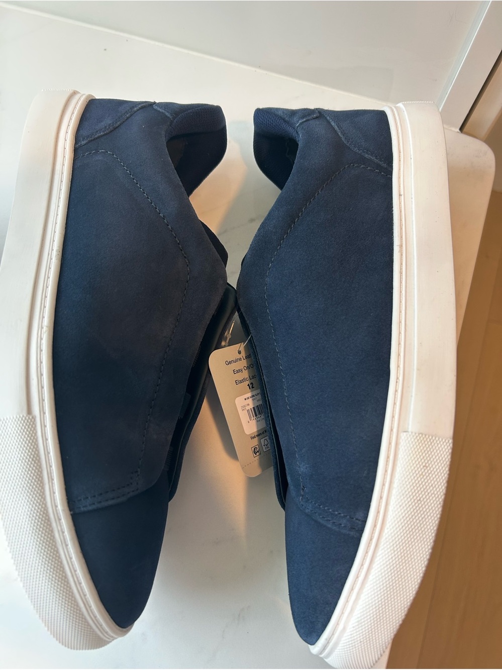 George Men’s Navy Slip-On Suede Sneakers with White Sole